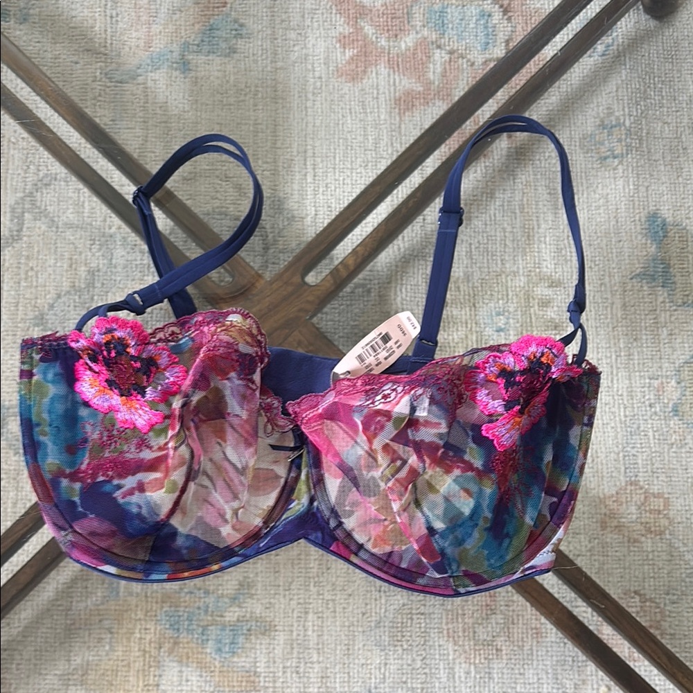 Victoria's Secret Pink and Blue Underwire Bra 36DD New w Tags